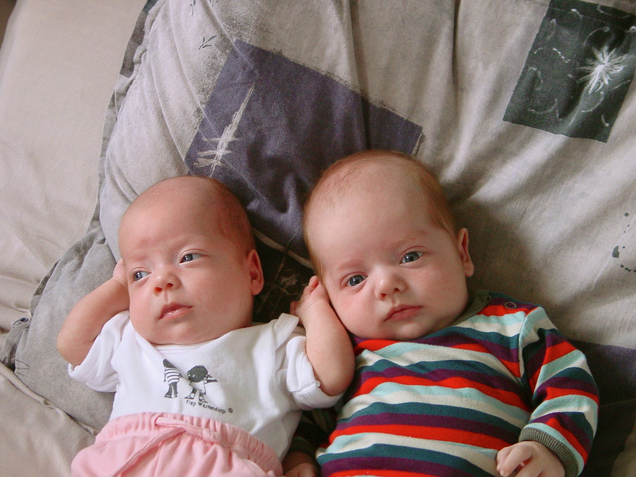 De tweeling Chiara en Matteo, kort na hun geboortes. Eigen Foto