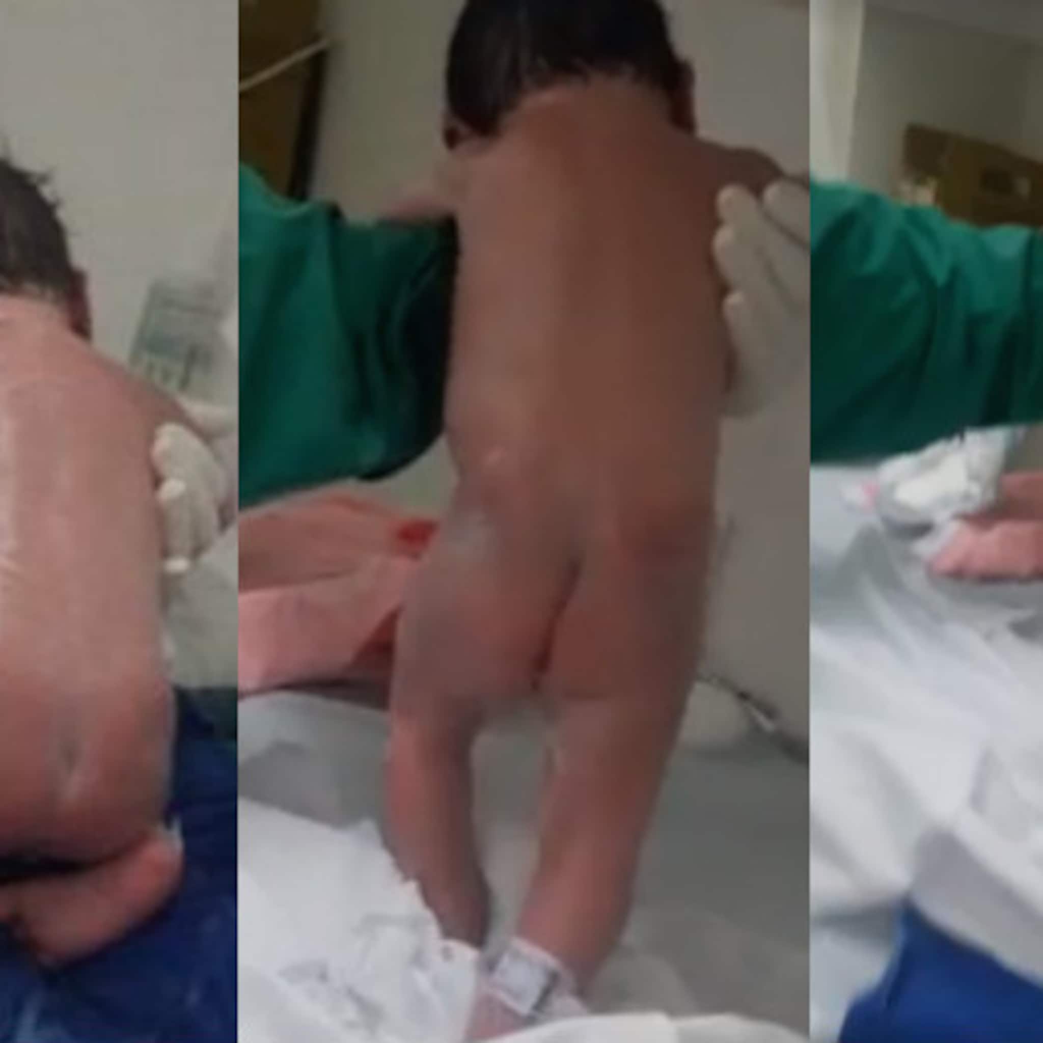 baby loopt al enkele minuten na geboorte