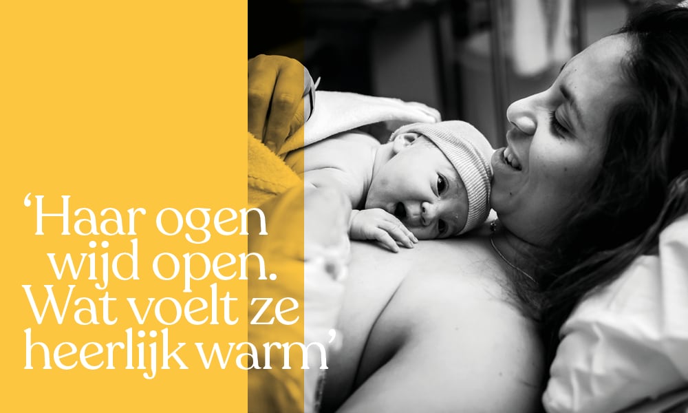 Sippora’s bevallingsverhaal: ‘Haar ogen wijd open. Wat voelt ze heerlijk warm’ Mirjam Cremer Pure Life Geboortefotografie
