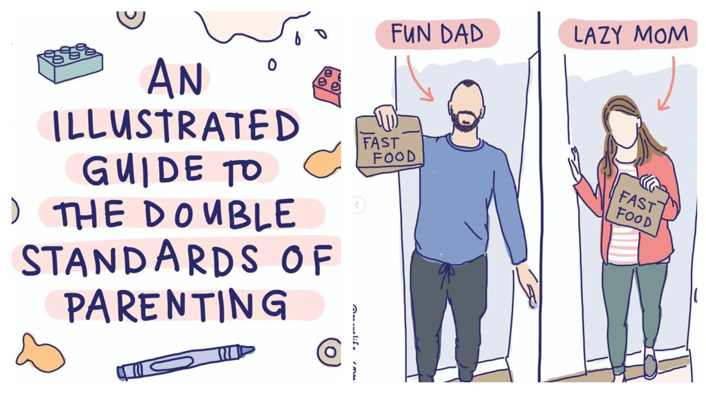 Om te delen: rake cartoons over dubbele standaard voor vaders en moeders Ouders van Nu Redactie