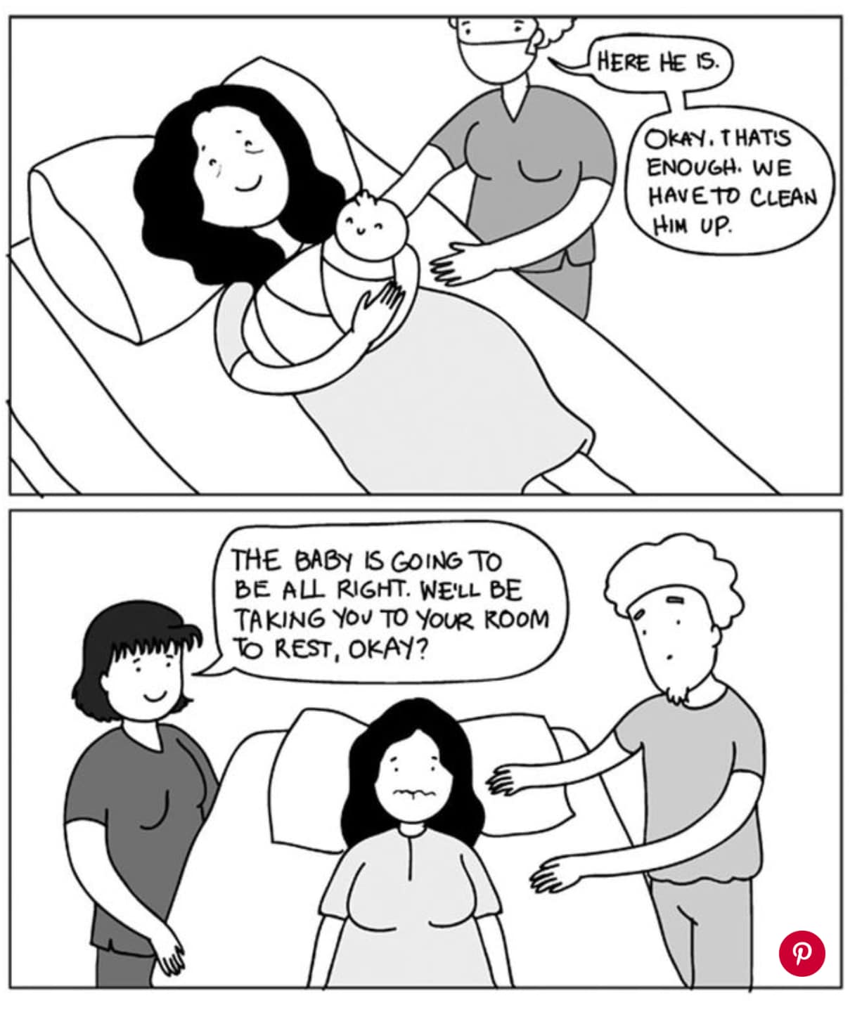 De bevalling in 8 cartoons: verwachting versus realiteit Ouders van Nu Redactie