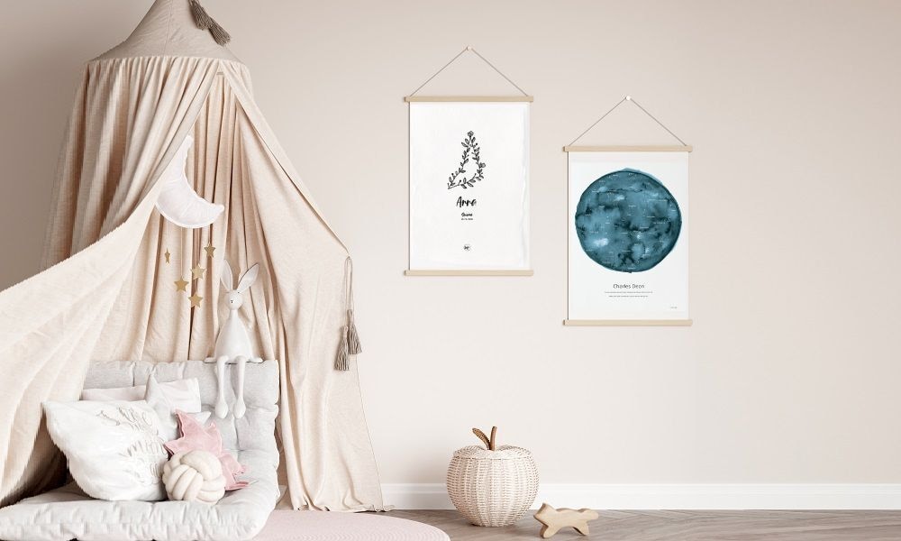 Geboorteposter sterrenbeeld kraamcadeau in babykamer GettyImages