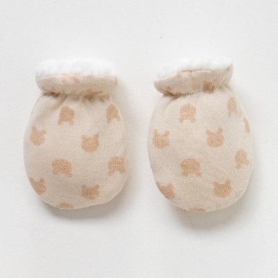 Babywantjes met berenprint en gevoerd met fleece MINIIYOU