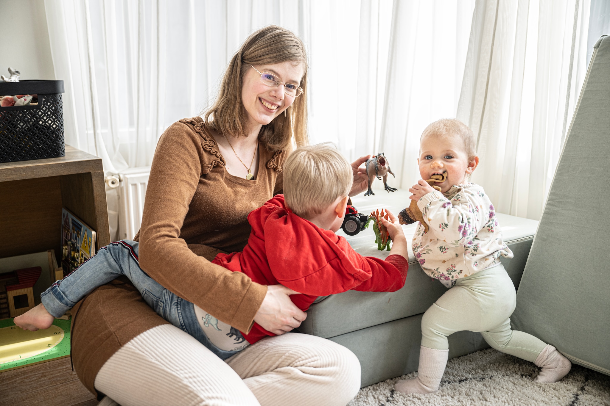 Dianne met haar twee kinderen. Koen Verheijden