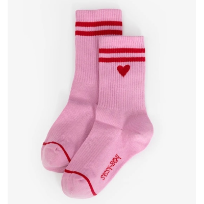 Roze sokken met rode streppen en hartje Sissy-Boy Sissy-Boy