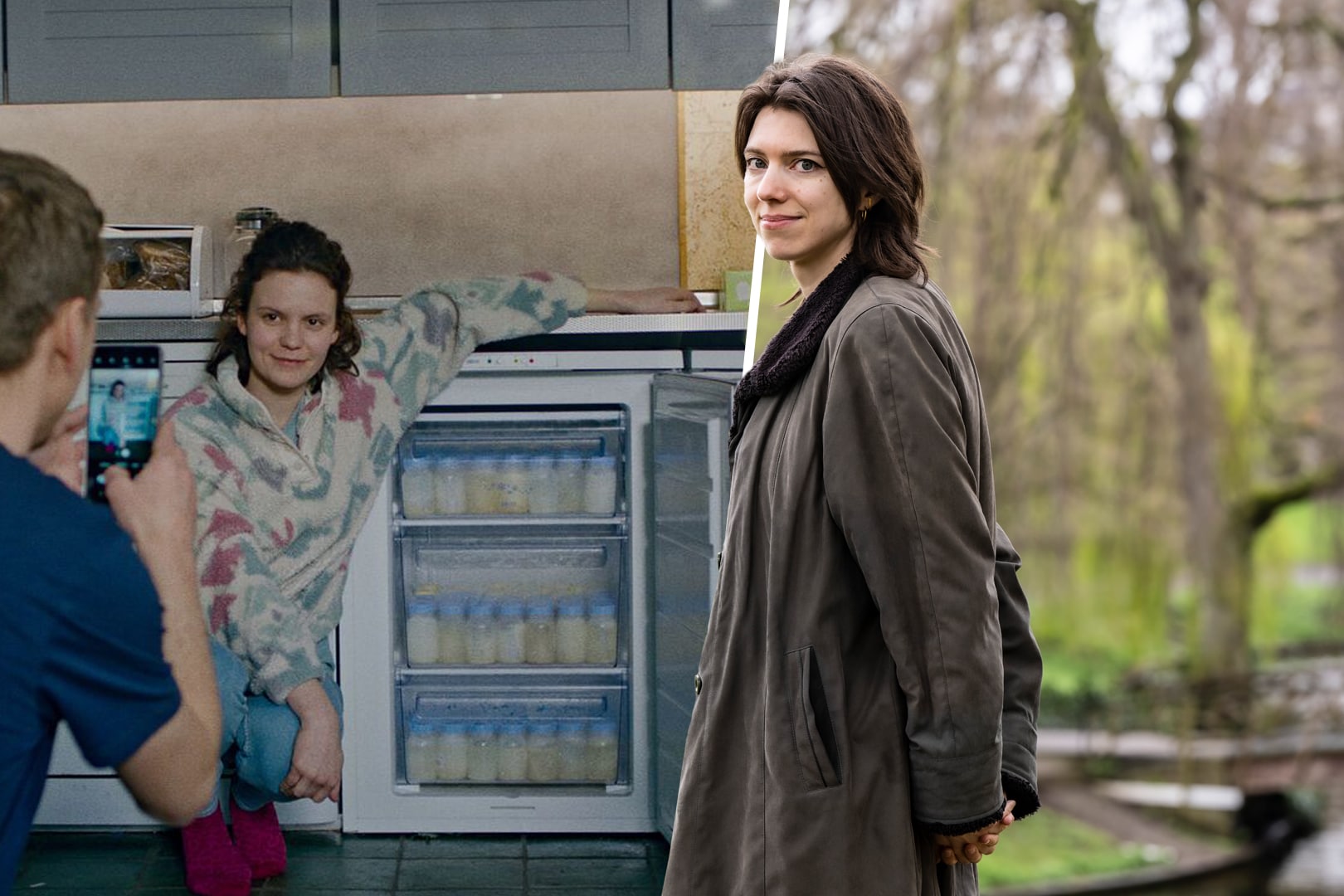 Links: still uit de film ‘Melk’. Rechts: filmregisseur Stefanie Kolk. Foto PR en Foto Paul Rapp