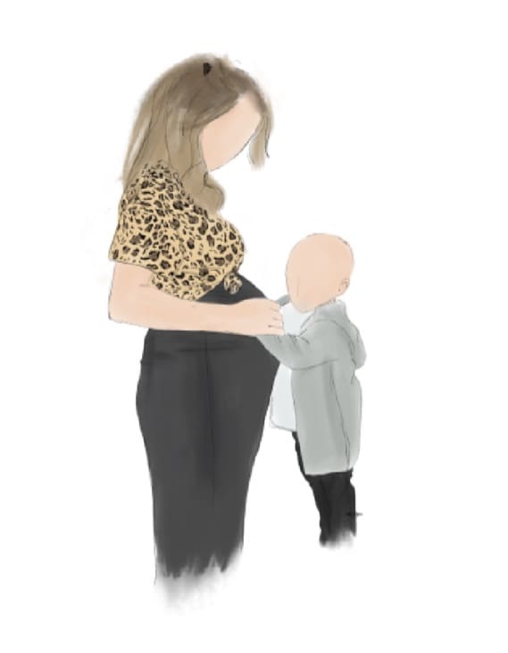 Portrettekening mama en kind Lief Moment