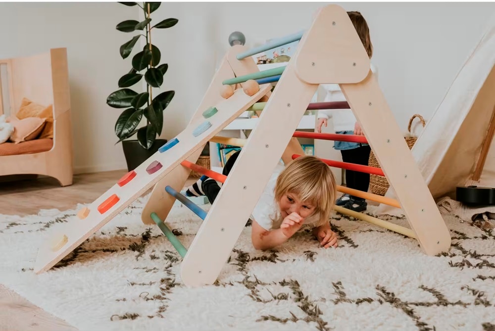 Driehoek Klim Set met balansbord, Montessori, Regenboog Leg&amp;go
