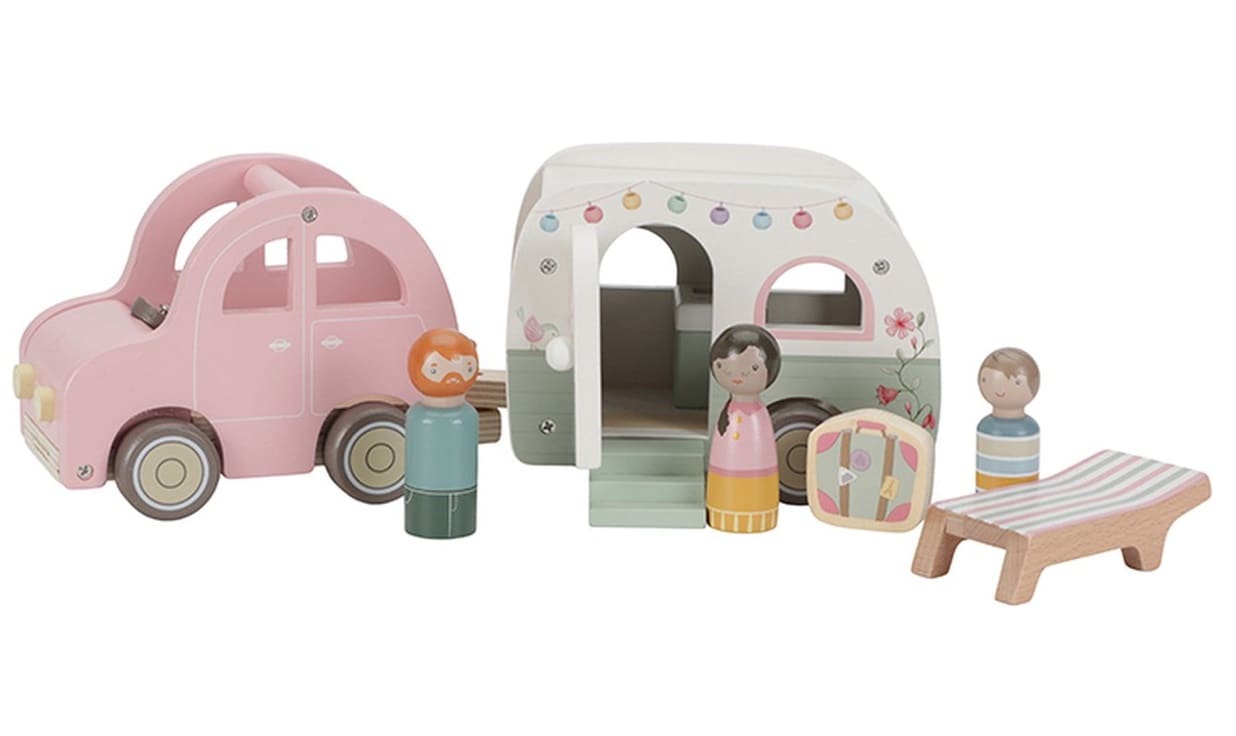 Little Dutch speelgoedauto met caravan Little Dutch