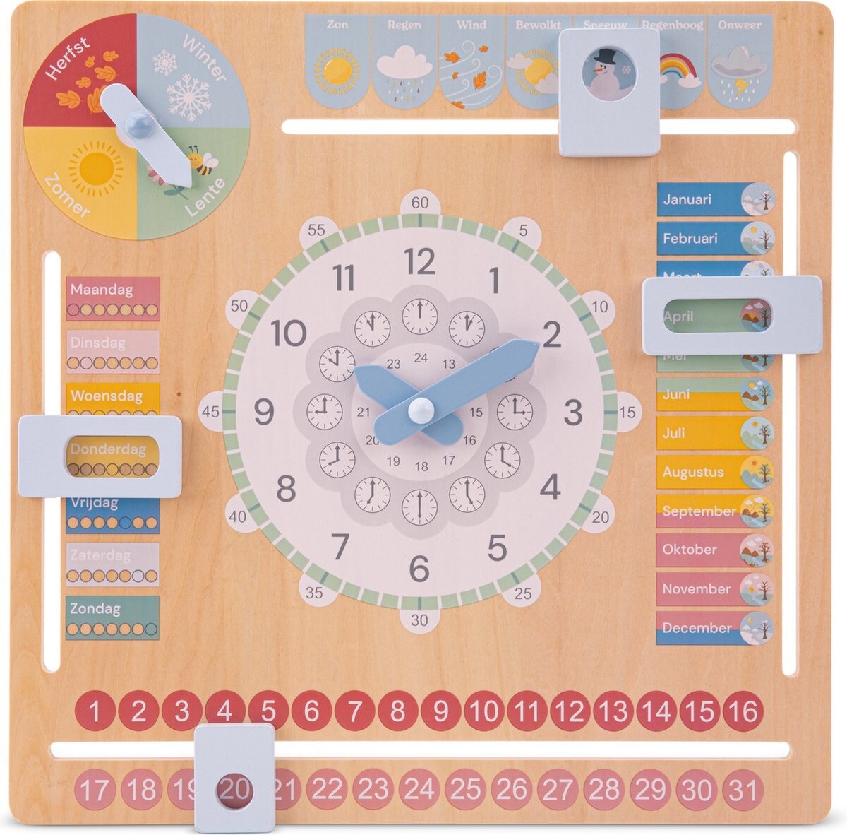 houten leerklok New Classic Toys