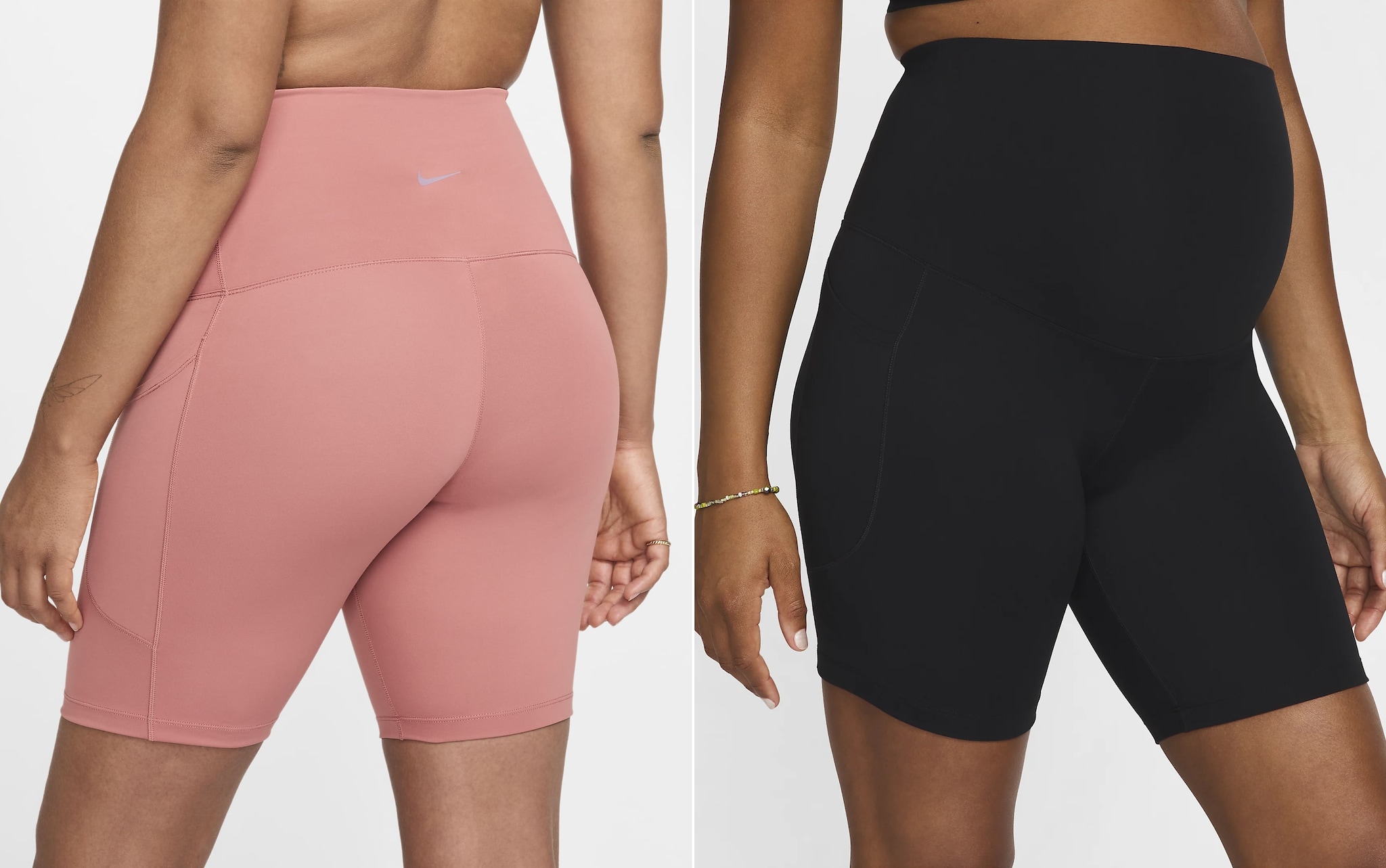nike zwangerschaps bikershorts roze en zwart Nike