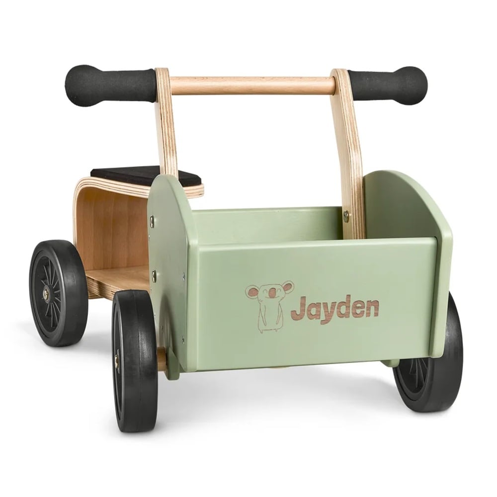 Houten bakfiets met naam Yoursuprise