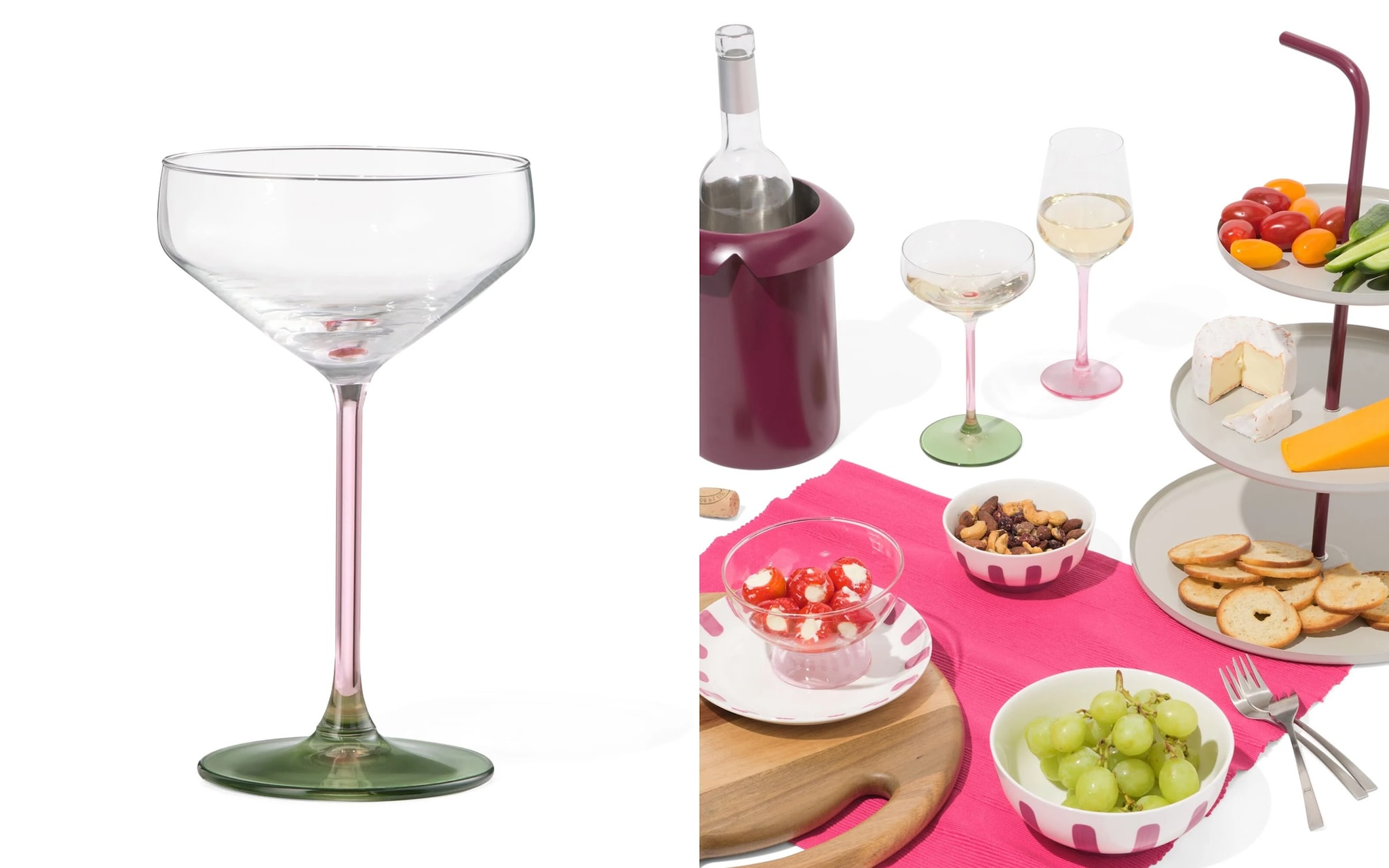 hema champagneglazen gekleurde voet HEMA