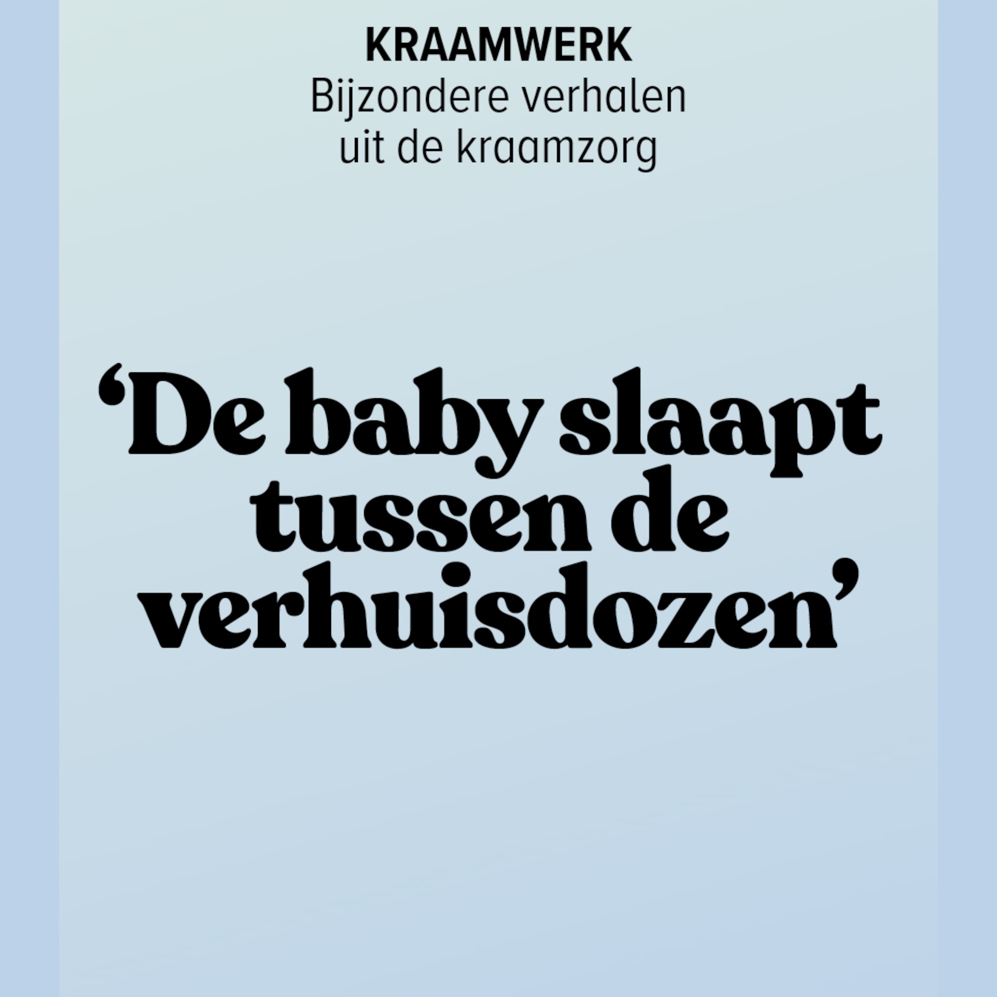 Kraamwerk over baby die slaapt tussen verhuisdozen