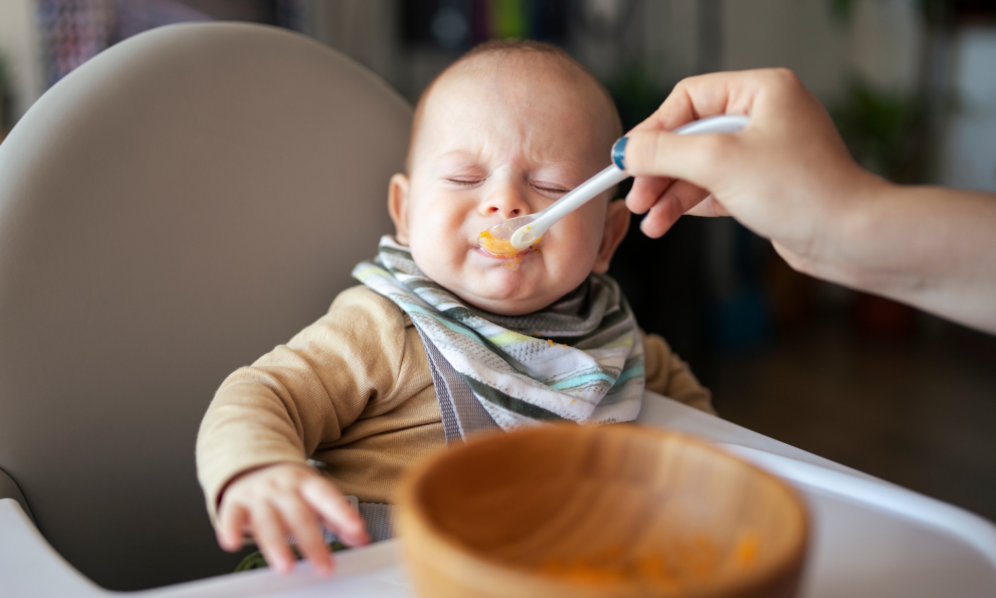 Voedingsschema baby 4 maanden fruit- en groentepap Getty Images