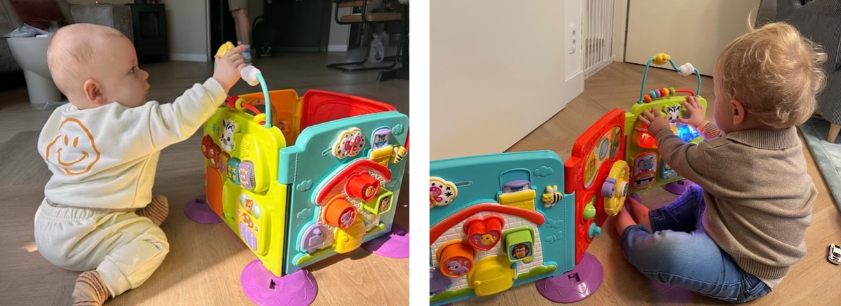 VTech Links: Sem met de kubus-opstelling | Rechts: Benjamin met de zig-zag opstelling