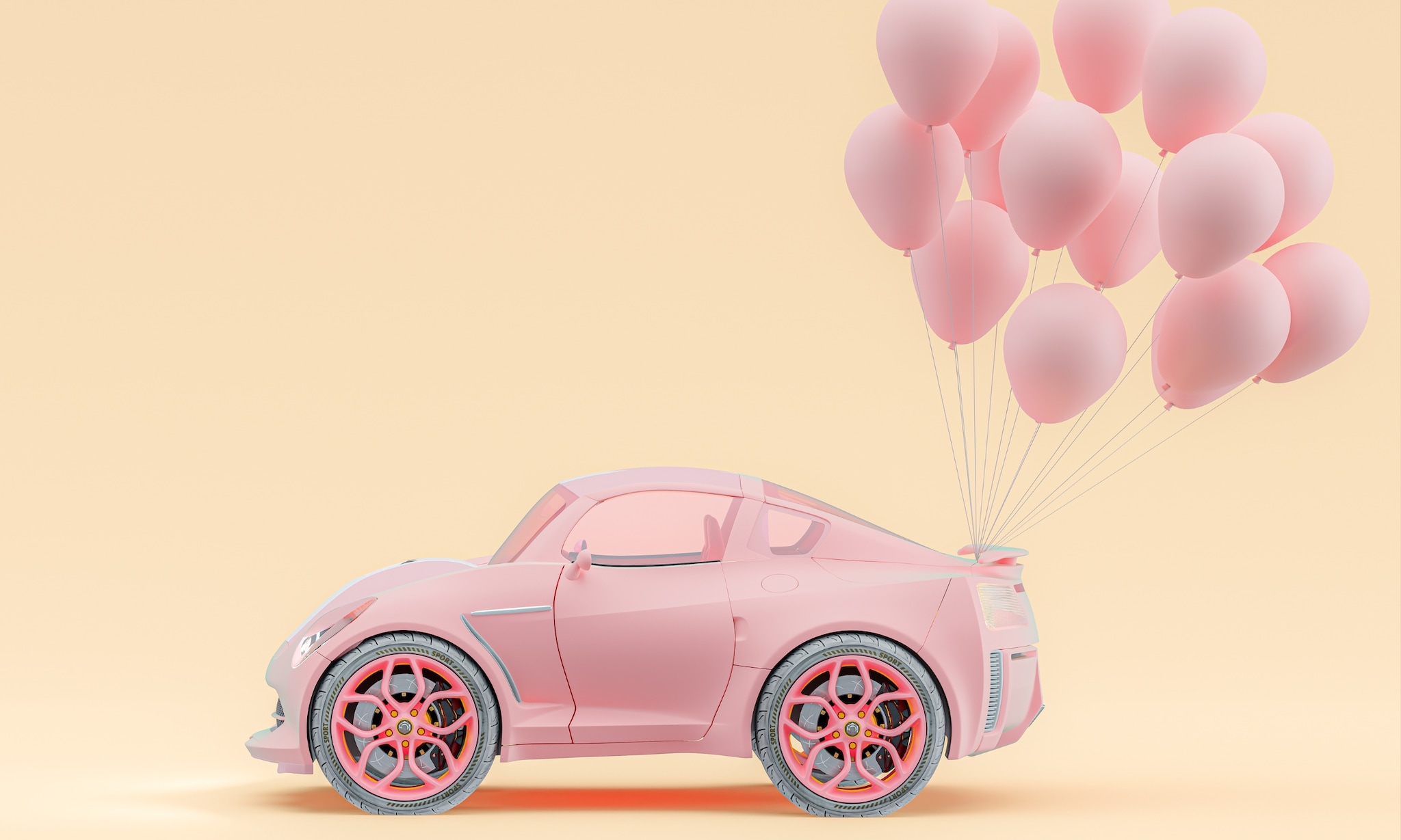 Speelgoedauto met ballonnen Getty Images