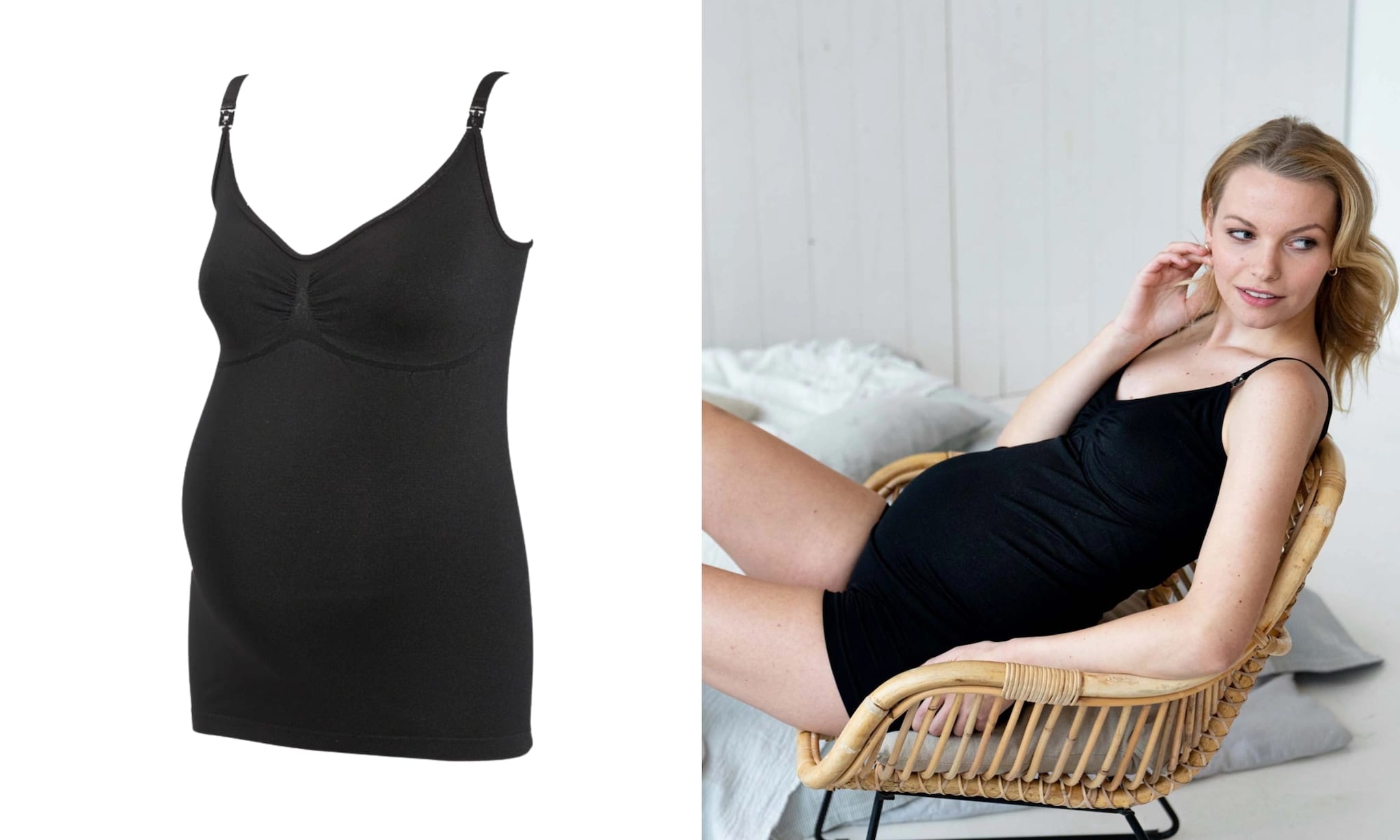 naadloze voedingstop van prenatal, verkrijgbaar in zwart en wit Prénatal