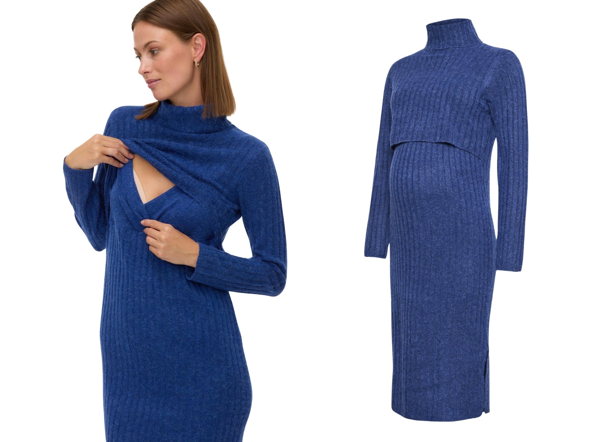 Mamalicious blauwe gebreide jurk Mamalicious