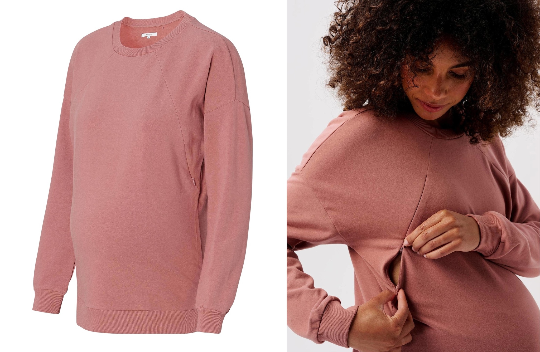 Noppies zwangerschaps- en voedingssweater oudroze Noppies