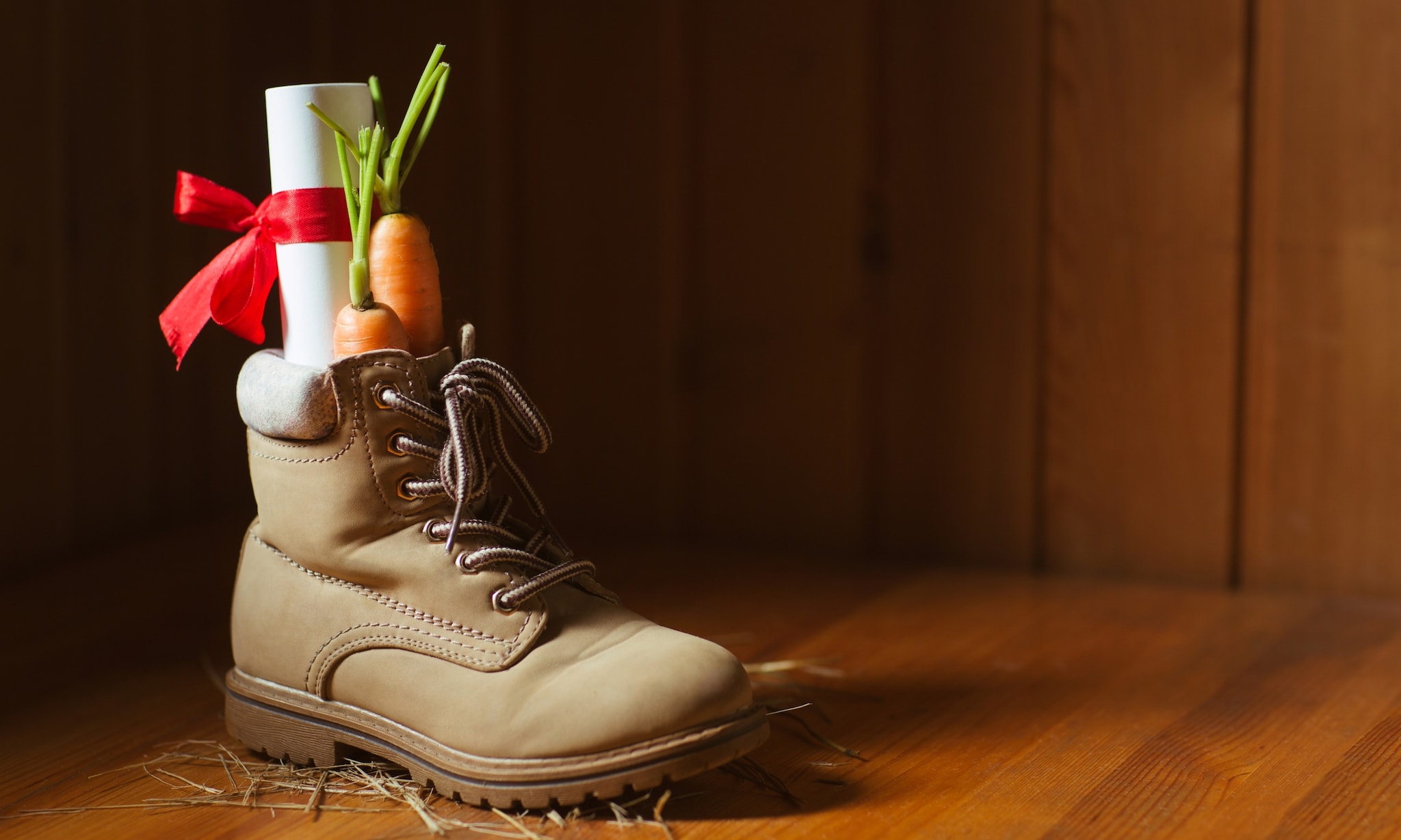 Schoen zetten met verlanglijst en wortels erin voor Sinterklaas. Getty Images