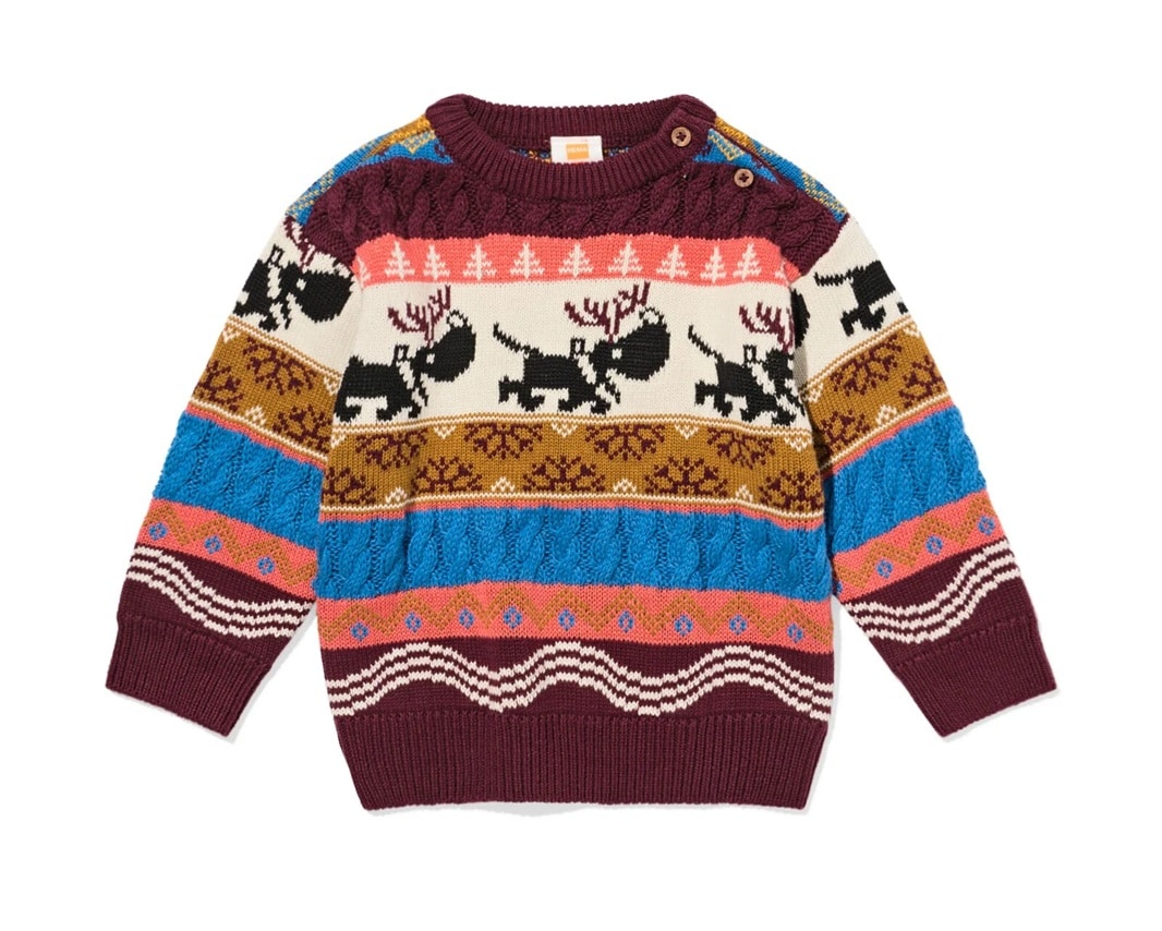 hema kersttrui voor baby's met takkie HEMA