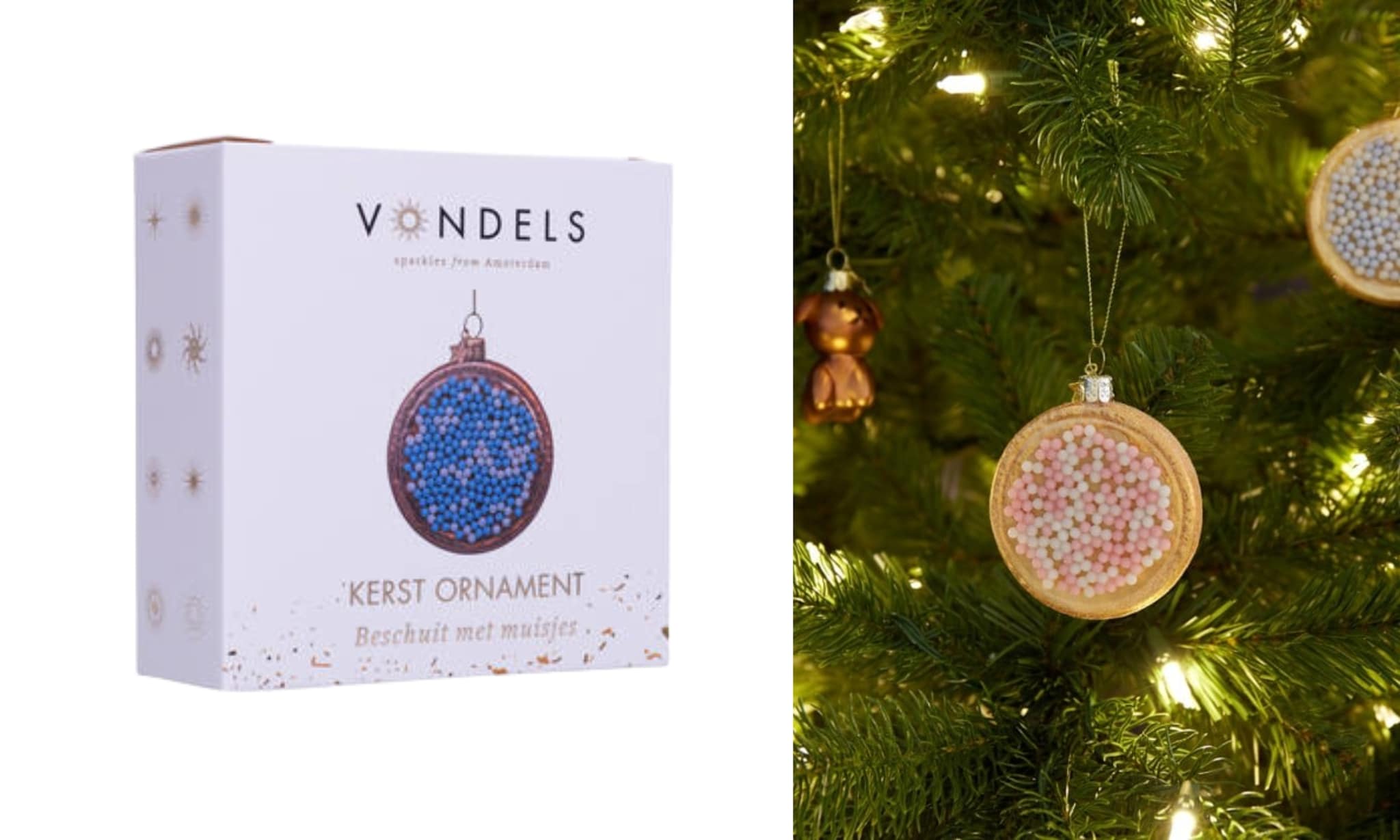 vondels beschuit met muisjes kersthanger als kraamcadeau Vondels