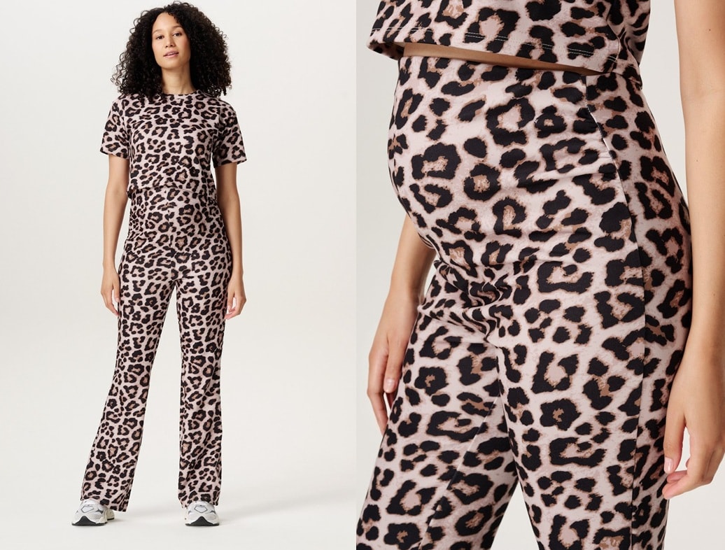 noppies flared zwangerschapsbroek met panterprint Noppies