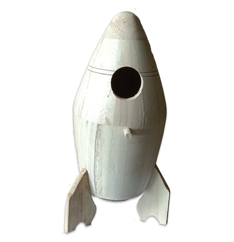 Houten vogelhuis - raket Pipoos