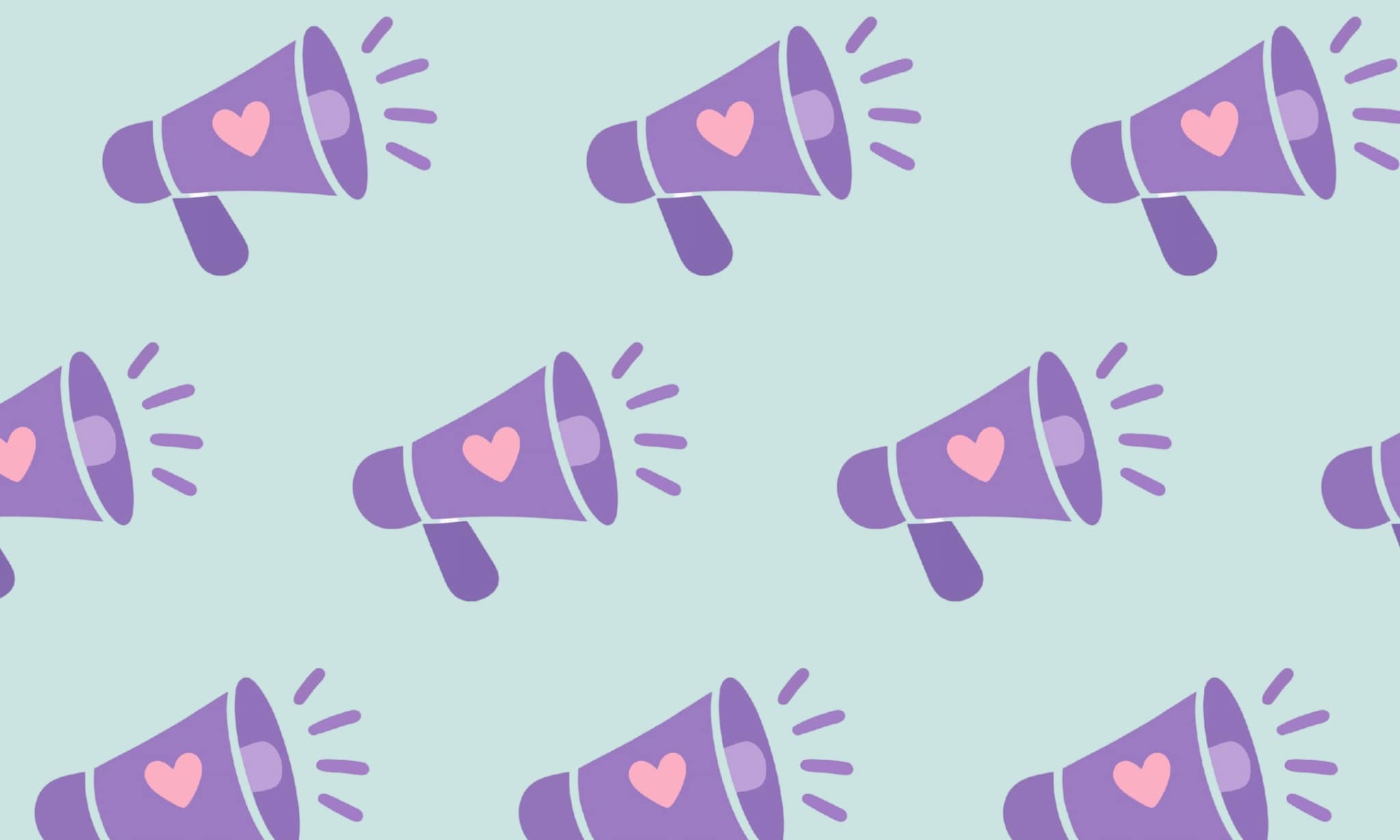 animatie van megafoons als symbool voor vrouwendag, voor artikel over feministische kinderboeken