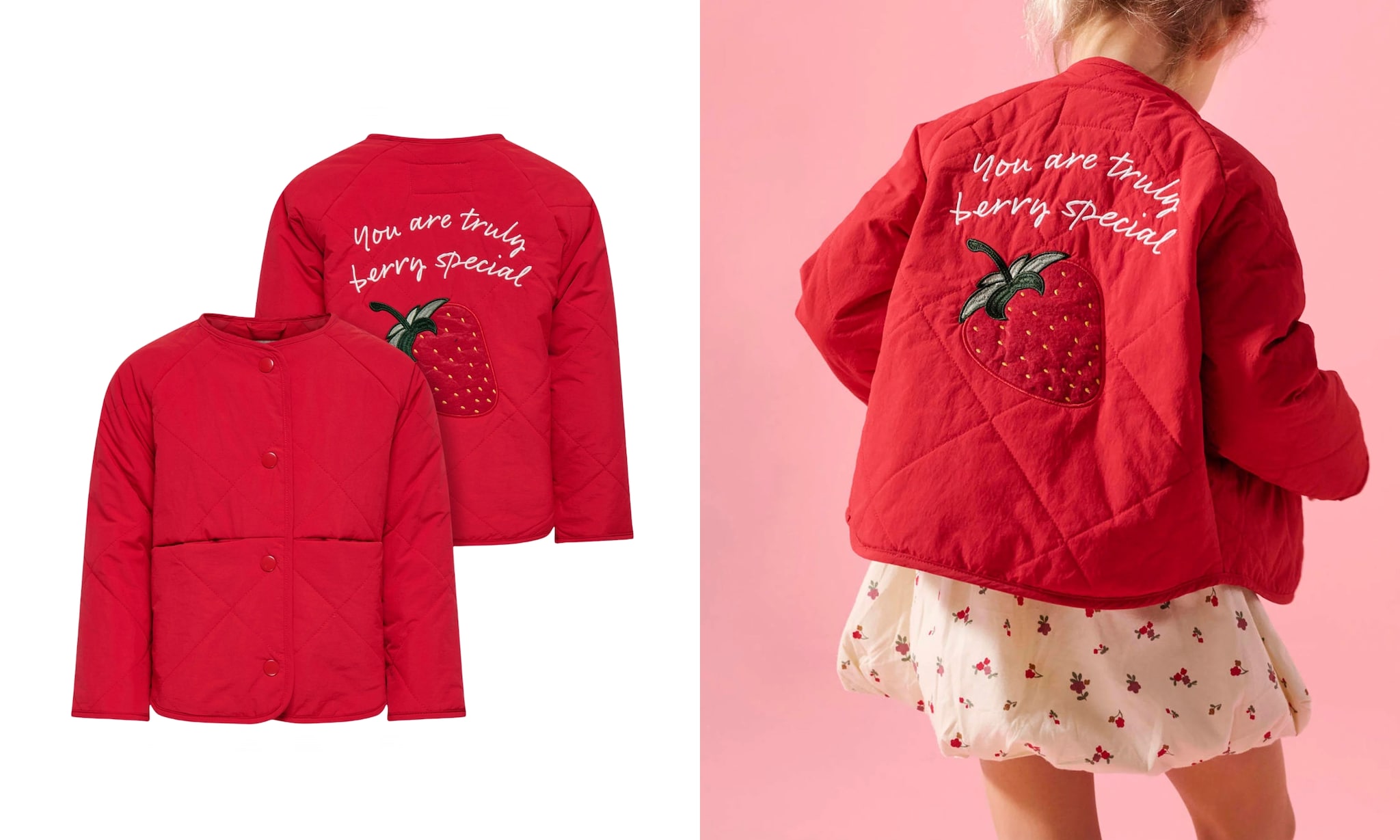 KIDS ONLY MINI rode jas met aardbeienprint KIDS ONLY MINI