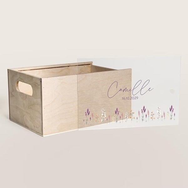 houten memorybox met acryldeksel met naam Tadaaz