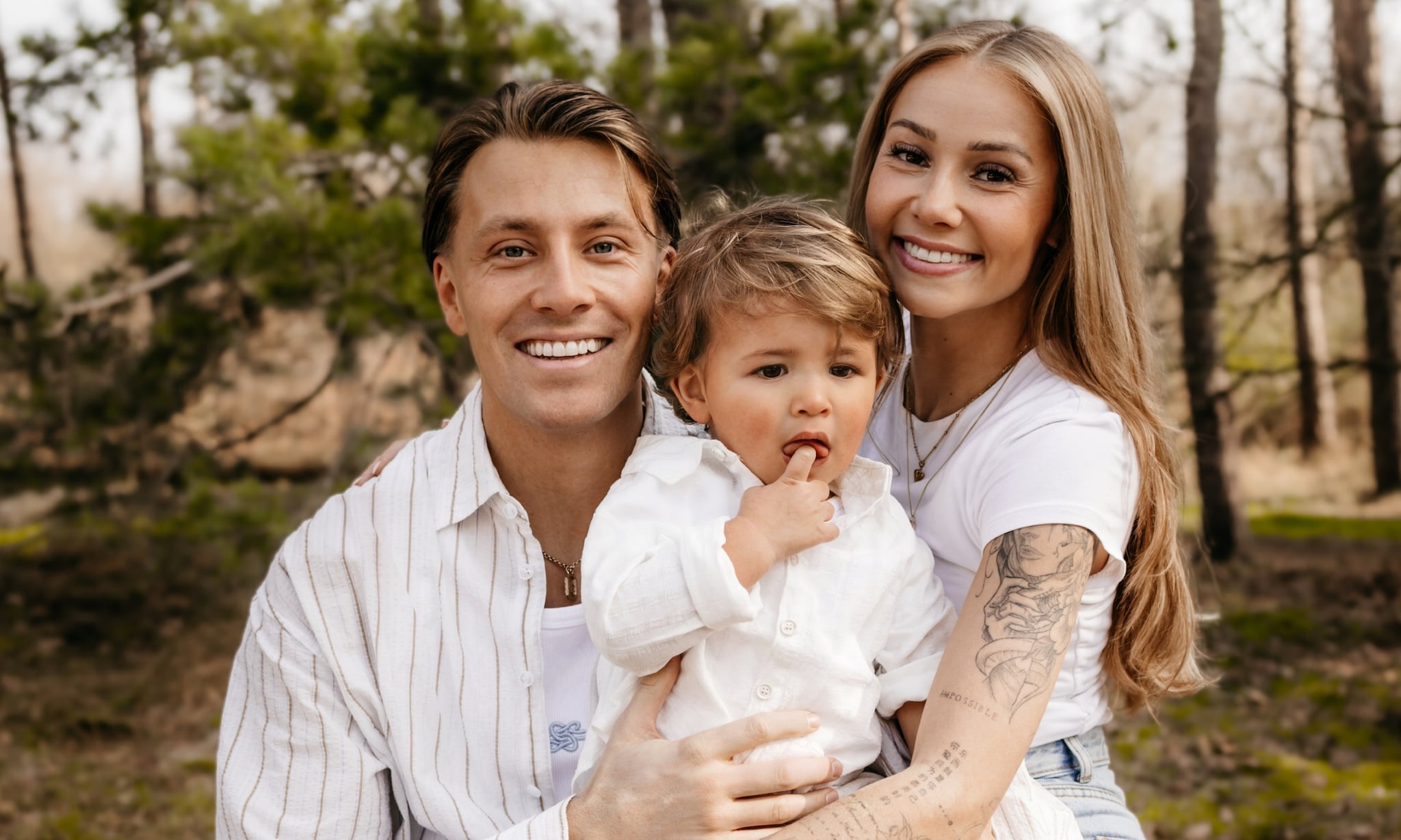 Sem de Coninck met vriend Jason en zoon Kik