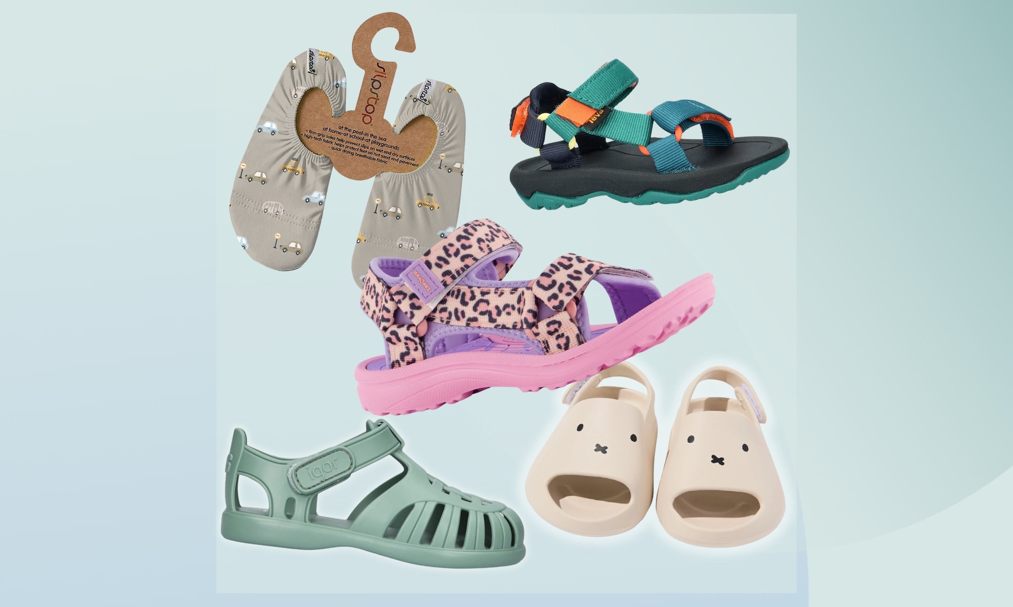 selectie van leuke waterschoenen en waterbestendige sandalen kind