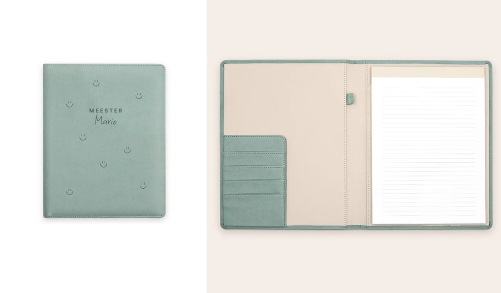 notitieboek vegan leer personaliseren voor juf of meester YourSurprise